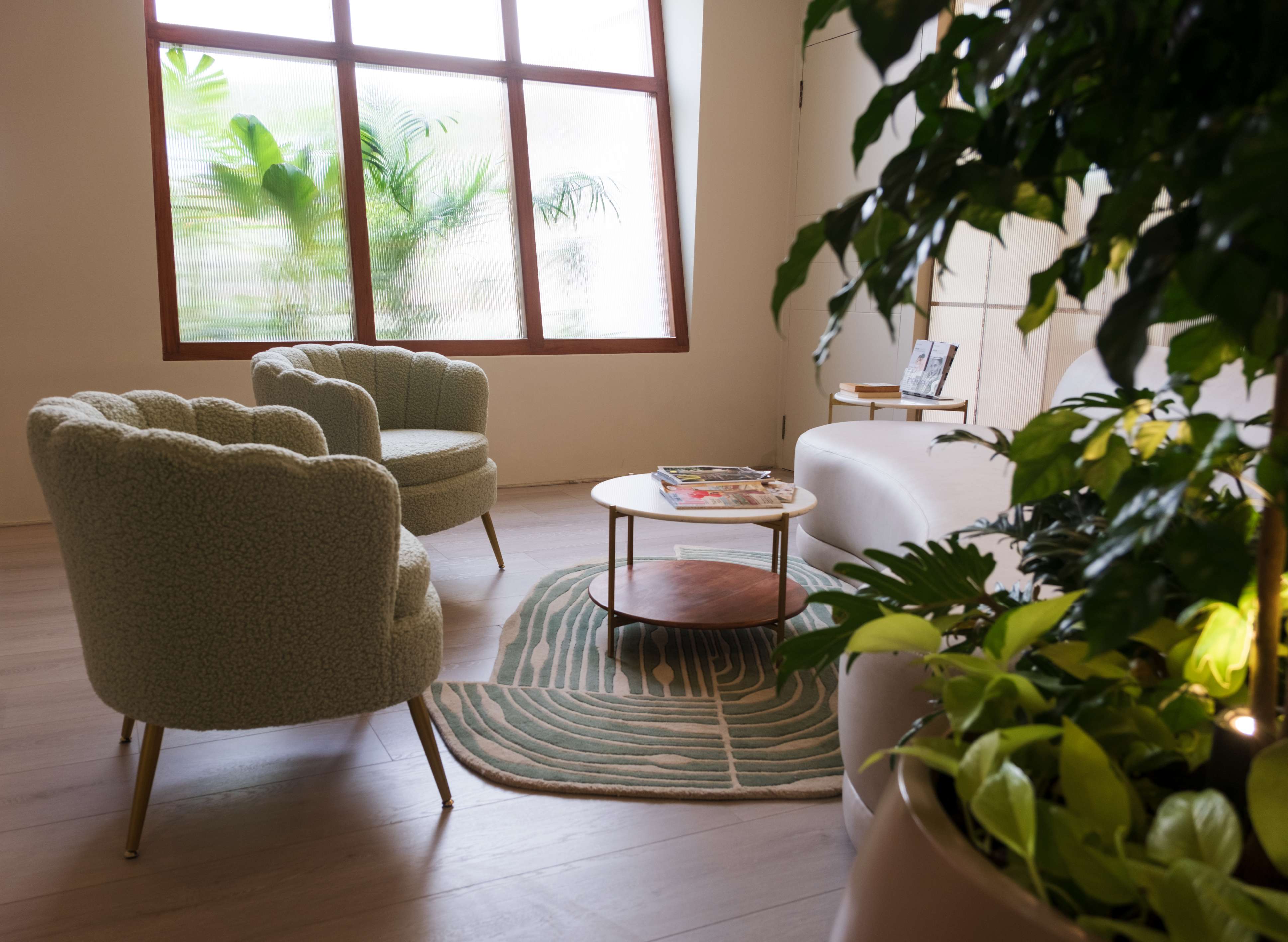 Calm, premium clinic interior at Calyx Skin Lab